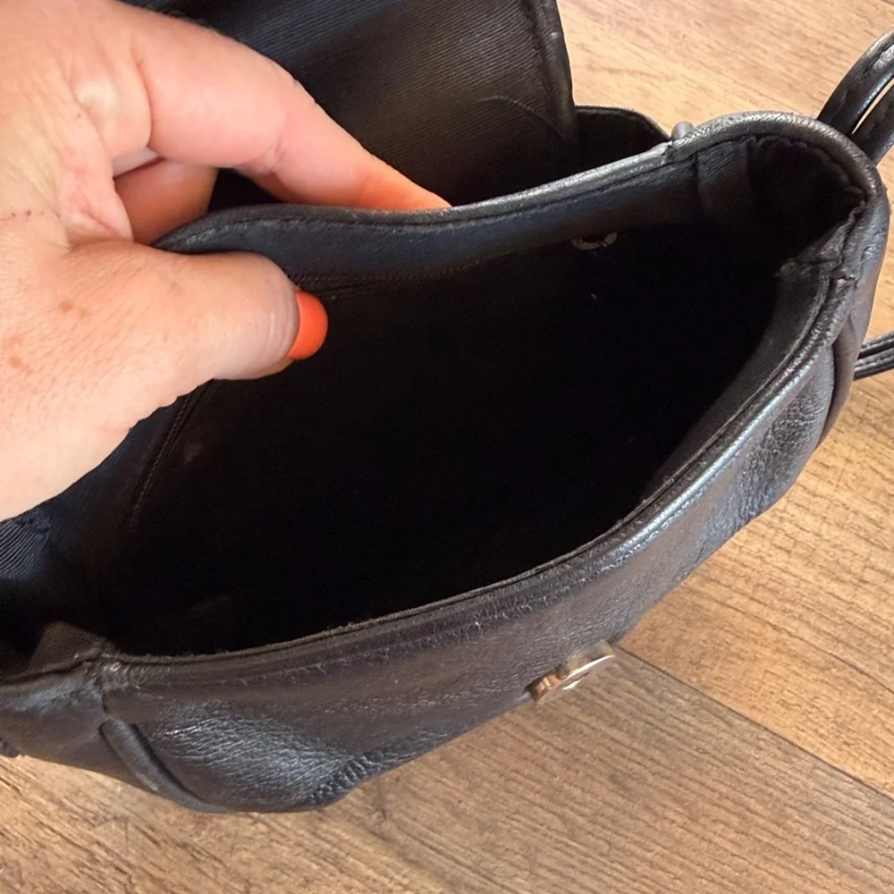 Brighton black soft leather bag with heart charm snap